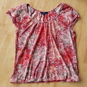 Reitmans pink/red floral short sleeved top